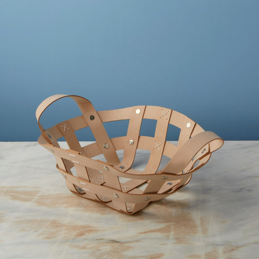 Leather Tabletop Basket