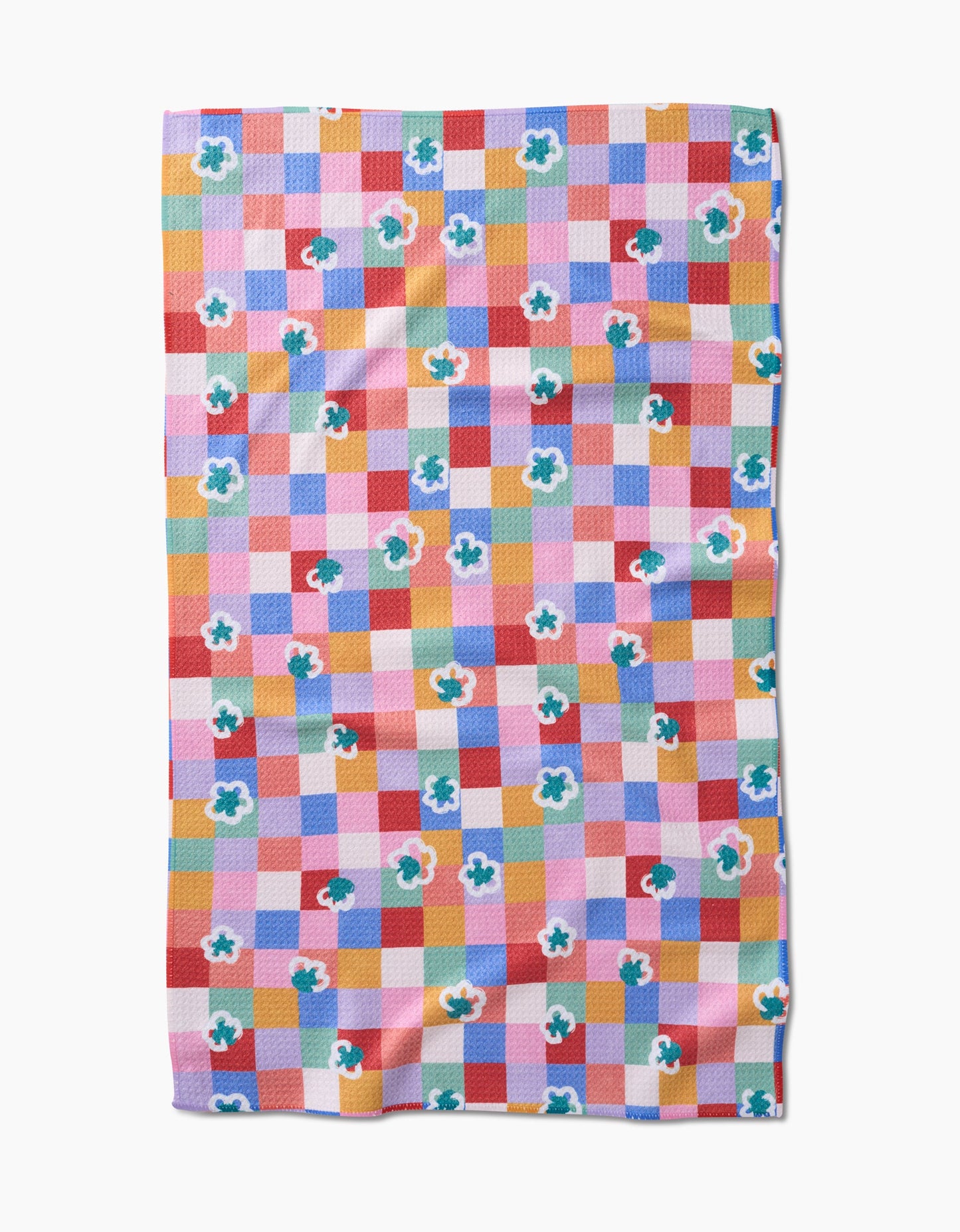 Floral Check Tea Towel