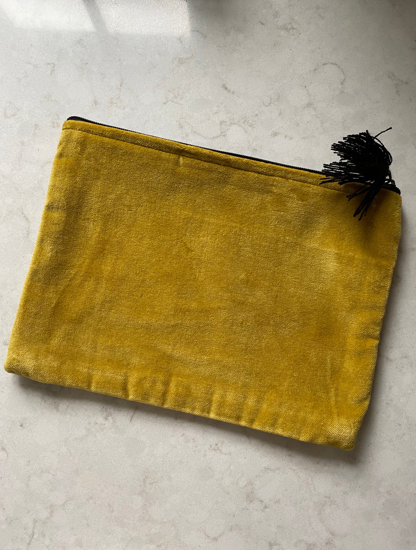 Cotton Velvet Zip Pouch