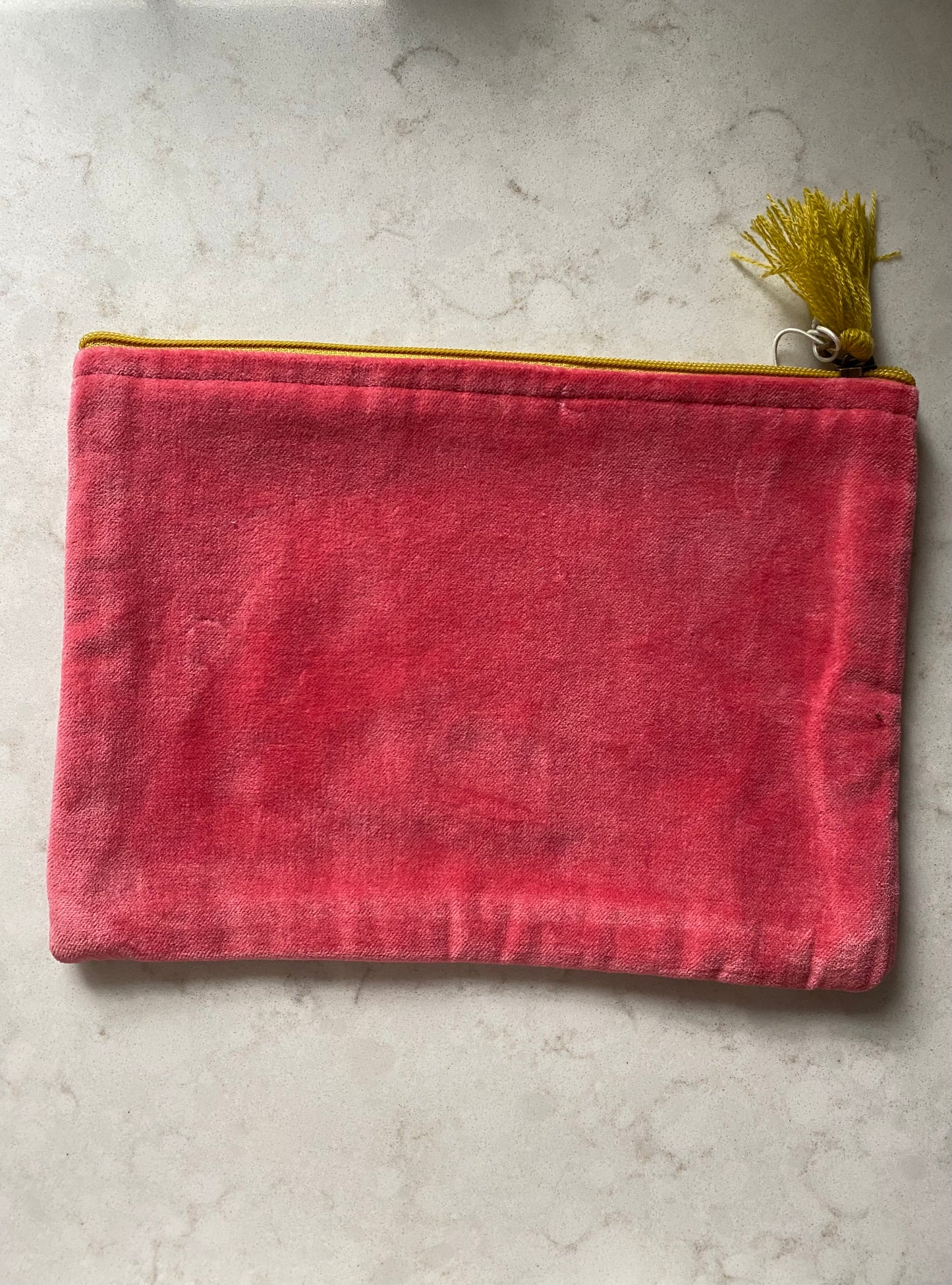 Cotton Velvet Zip Pouch