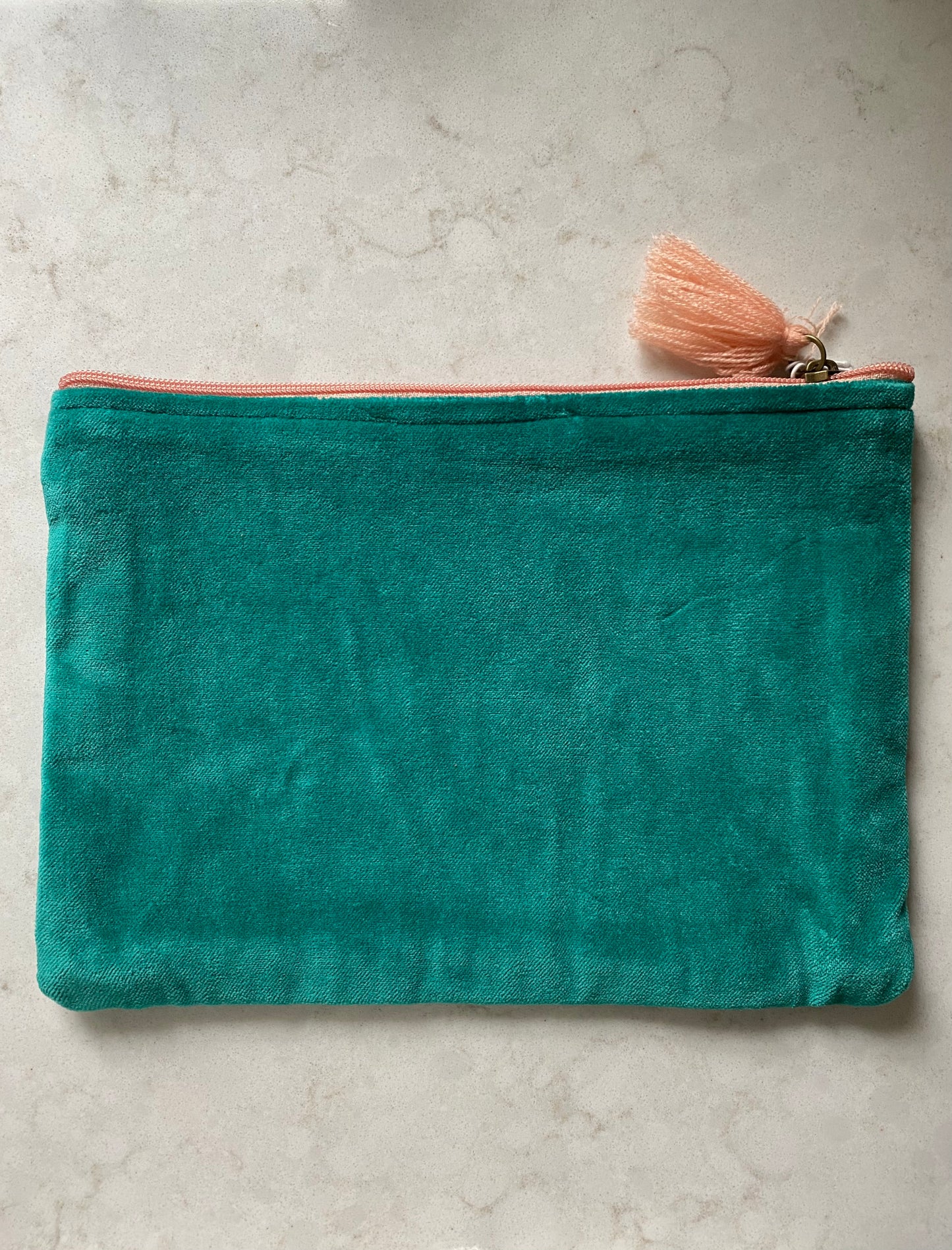 Cotton Velvet Zip Pouch