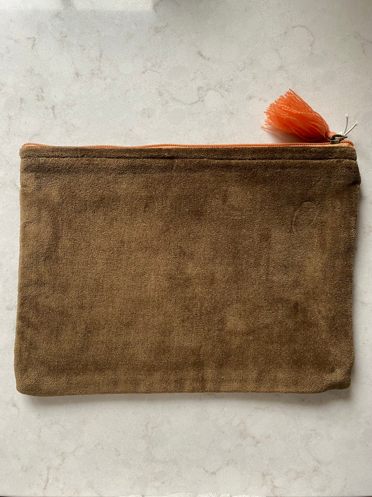 Cotton Velvet Zip Pouch