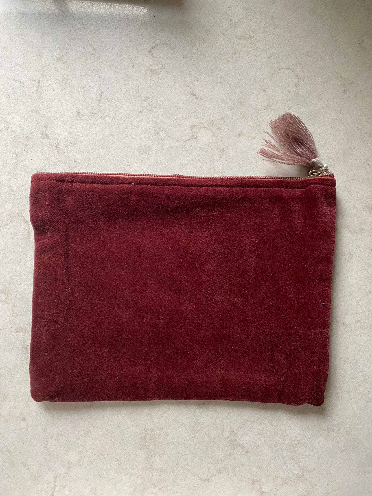 Cotton Velvet Zip Pouch